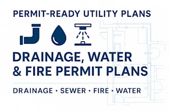 design drainage, grease,  water, sewer, stormwater, fire sprinkler permit plans