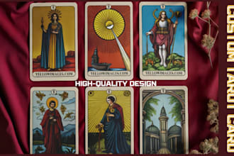 draw custom tarot cards, unique dark art style, playing and love card designs