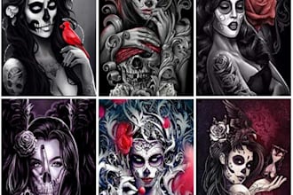 create dark retro vintage comic illustrations with a creepy horror style