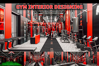 design a modern gym interior with 3d renders