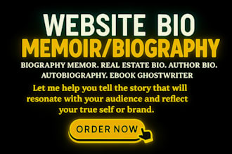 write inspiring nonprofit website bio resume bio profile page, author book bio