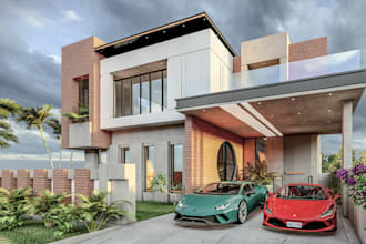 design, render 3d architectural front elevation commercial building rendering