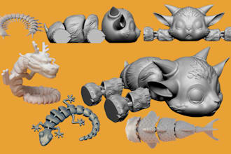 sculpt 3d flexible animal toys articulated figure stl 3d flexi model fidget toy