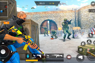 do unity game development 2d mobile game, action game, multiplayer shooting game