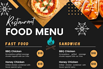 design editable restaurant menu digital menu price list