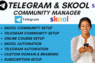 setup skool community telegram community manager and skool community management