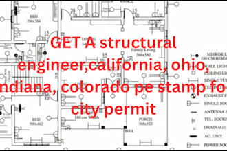 structural engineer,california, ohio, indiana, colorado pe stamp for city permit