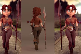 design 3d cartoon character pixar disney style  3d mascot maya rig ue5