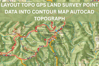 layout topo gps land survey point data into contour map autocad topograph