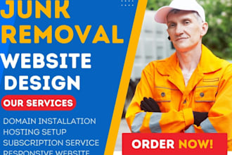 design junk removal website, junk landing page, trash removal website