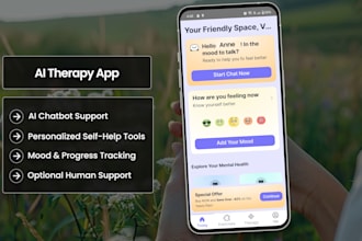 create a mental health and ai therapy app like youper  wysa or replica