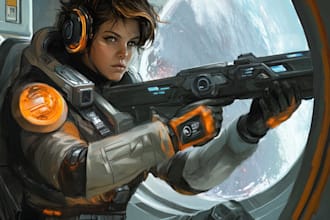 drawing a sci fi character illustration or sci fi character