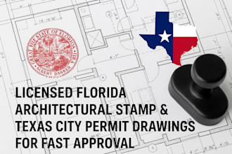 provide florida architectural stamp texas city permit drawing for city approval