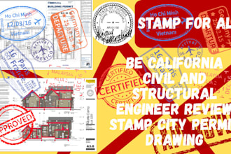 be california civil and structural engineer review stamp city permit drawing