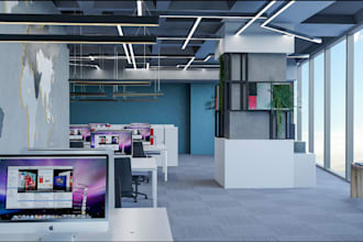 redesign 3d interior office workspace, lobby,private room, warehouse, show room