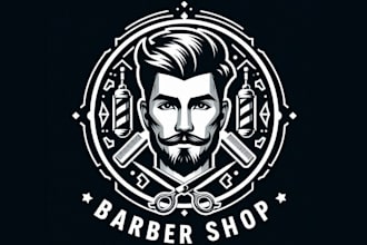 design high quality barbershop mascot logo with unlimited revision