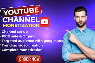 set up and promote youtube channel organically for monetization