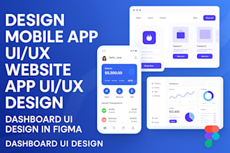 design mobile app ui ux, website app ui ux design, dashboard ui design in figma