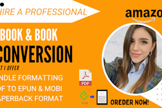 convert ebook from PDF, word document to mobi, paperback, epub and kindle format