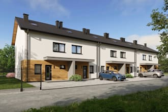 remodel existing commercial building, facade paint, attic roof, furniture layout