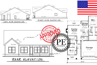licensed architect, city permit ready drawing for ca, tx, wa, ny, in,  pe stamp
