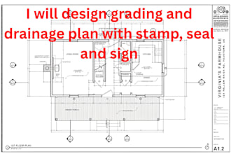 design  grading and drainage plan with stamp, seal and sign