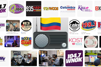 promote and broadcast your song on 5 popular top radio stations in columbia