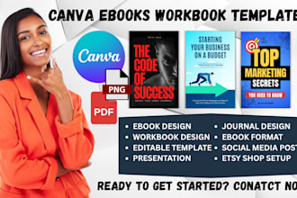 design canva ebooks, journal cover, workbook, canva templates, ebook formatting