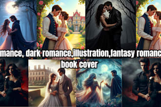 romance book cover illustration, fantasy, romance book cover design, ebook cover