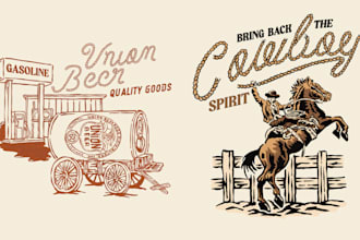 create a western vintage rodeo, horse and motorcycle theme
