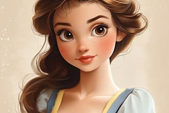 draw couple portrait in disney cartoon illustration for gift