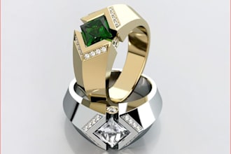 design 3d fashionable ring, cad jewelry, stl, render bracelet, customized mockup