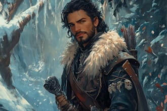 make  dnd art, fantasy character, creature, and dnd party