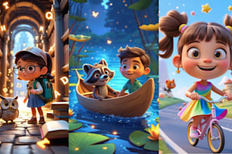 draw 3d children illustrations for books