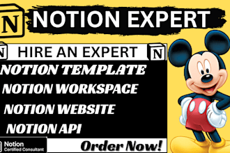 build custom notion templates, notion workspace, notion expert, notion template