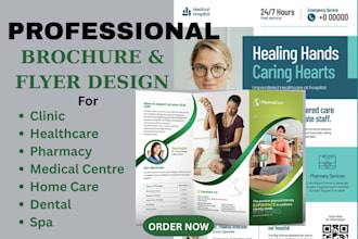 design medical, home care, clinic, pharmacy, healthcare brochure and flyer