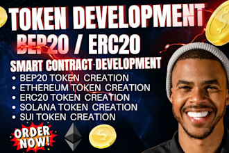 create bep20, erc20 token, blockchain developer, solidity, solana smart contrac