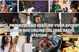 promote and feature your spotify music on 800 online and college radio stations