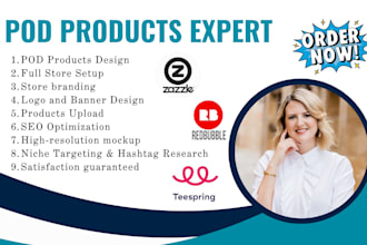 setup zazzle, teespring, redbubble store, integration, product design and upload