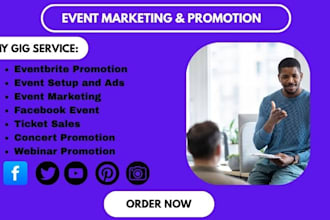 promote and market eventbrite, conference, webinar, events to increase attendees
