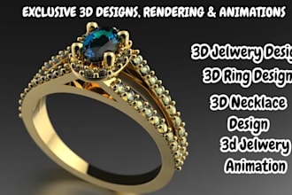 do cgi 3d jewelry design, rings, pendant, 3d product design, jewelry animation