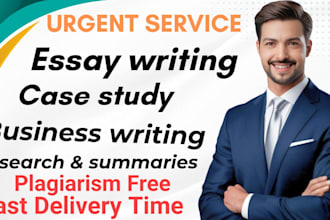 write urgent essay writing, case study, research or summary and ppt
