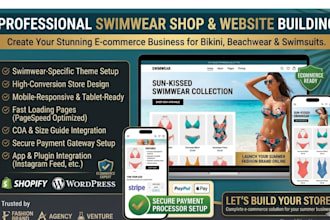 design summer swimwear shopify store wordpress bikini beachwear swimsuit website