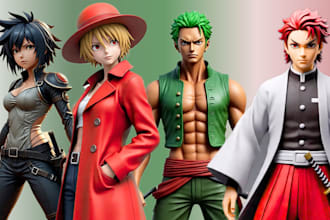 3d anime figure, 3d character model, toy, diorama anime figure for 3d printing