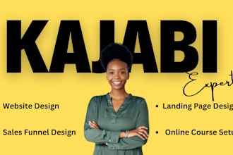 build kajabi website, design kajabi sales funnel landing page, online course