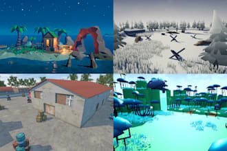low poly stylized 3d game environment game map level design assets unity3d ue5