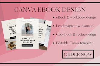 design ebook, cookbook, journal, workbook, etsy on canva