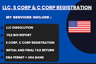 do llc formation, s corp, c corp, file ein, dba and dissolution