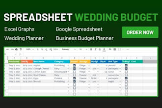 create a custom google or excel spreadsheet, budget planner, wedding  planner