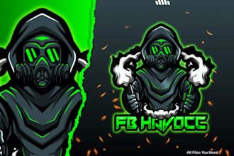 design a gaming gas mask mascot logo for your brand